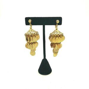 Vintage Napier Chandelier Eugene Bertolli Ancient Coin Clip-On Earrings